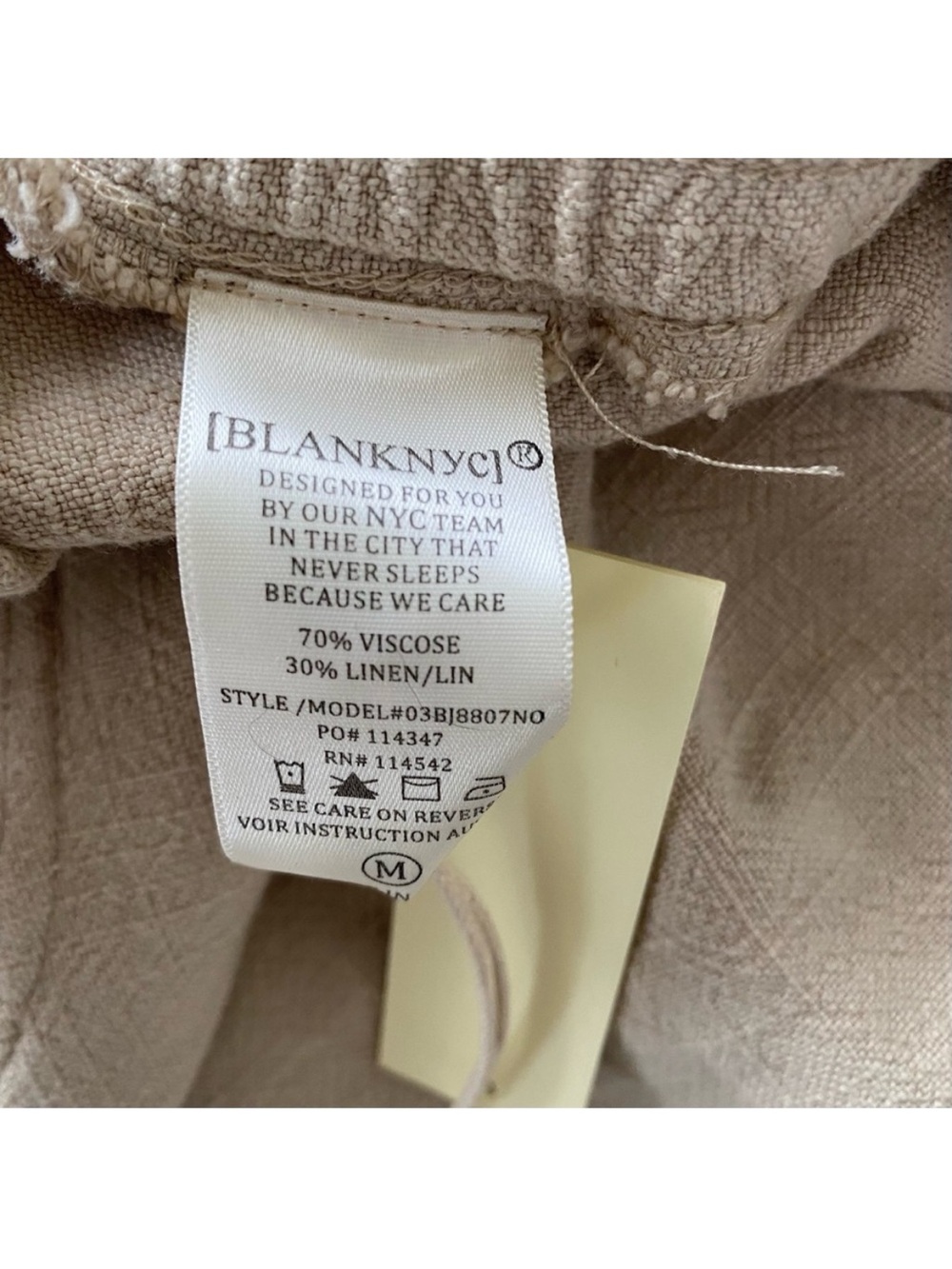Blank NYC Linen BlendHigh Rise Paper Bag Waist Frayed Hem Shorts, Sz M NWT - Picture 5 of 5